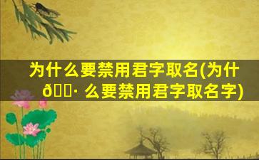 为什么要禁用君字取名(为什 🌷 么要禁用君字取名字)